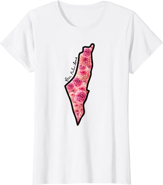 Free Palestine Floral Map T-shirt For Girls